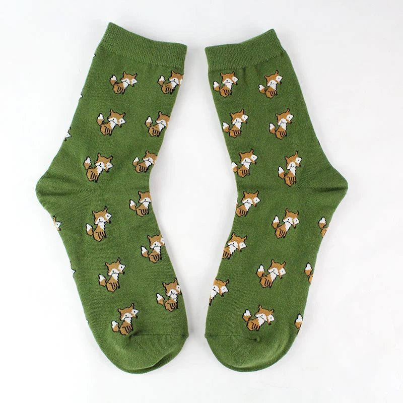 Забавные женские носки Meias с героями мультфильмов, креативная новинка, носки с животными для девочек, милые теплые хлопковые носки в стиле Харадзюку для пар, Sokken, милая маленькая лиса (art.: 3920cfb615246) - 3920cfb615246