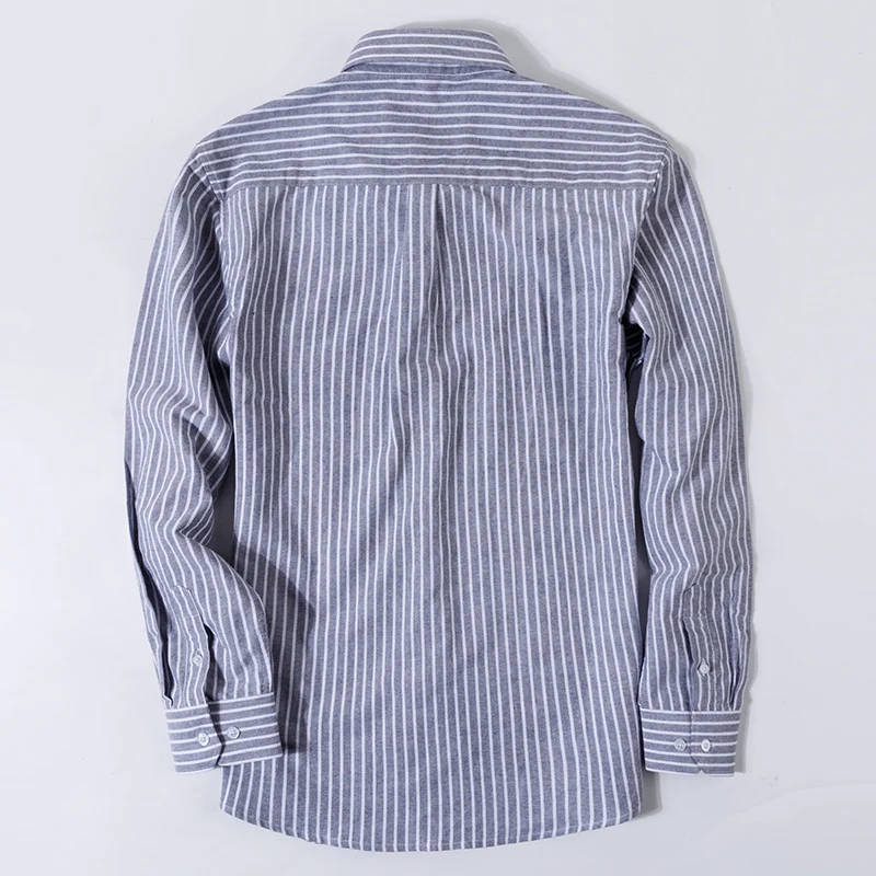 100% Cotton Oxford Plaid Solid Color Striped Shirt Tops Casual Long Sleeve Shirt Slim Fit Shirt Men Camisa Social Korean Clothes