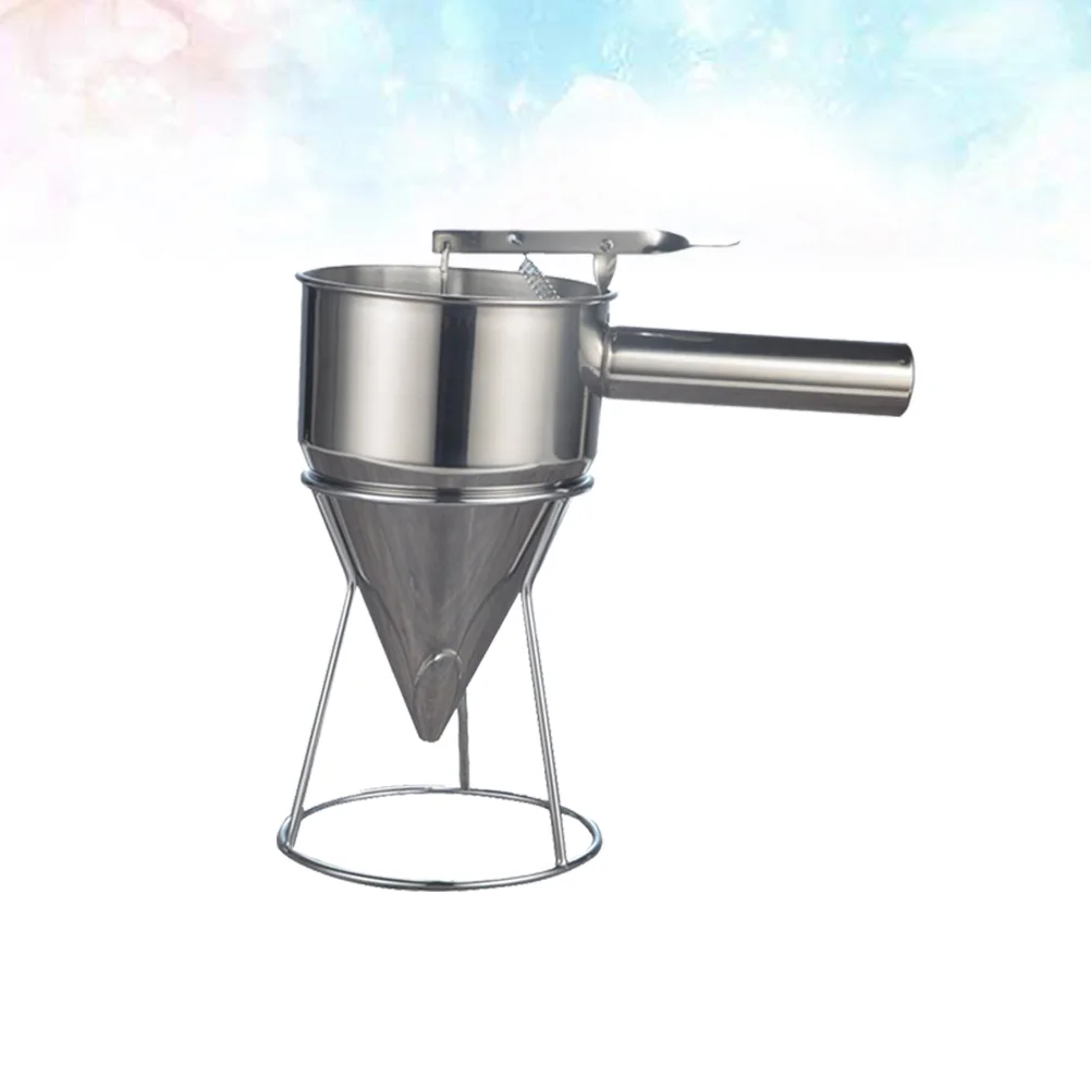 

Stainless Steel Pancake Dispenser Funnel Dispenser With Stand For Octopus Balls Cake Pancake Silver