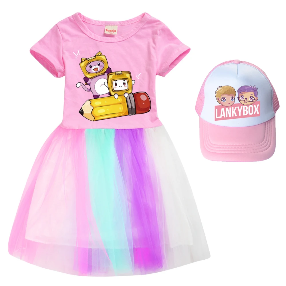 

Lankyboxing Kids Summer Lanky Box Dress Baby Girls Cute Lace Princess Dress Toddler Girls Birthday Party Dresses with Sunhat