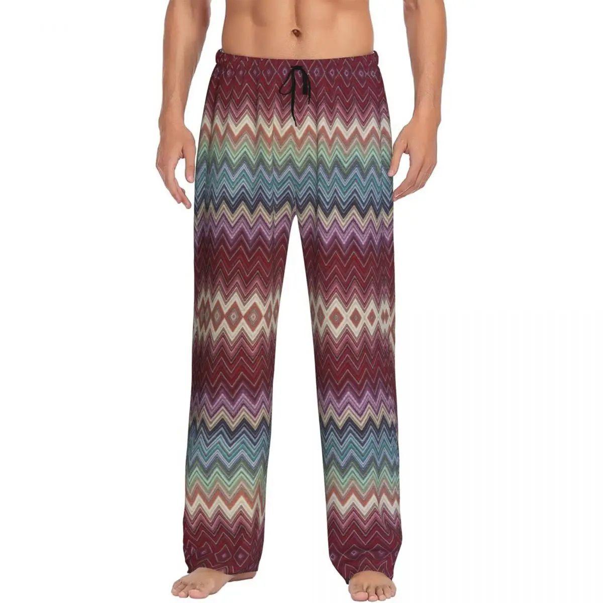 Мужские абстрактные геометрические домашние пижамные штаны с зигзагом