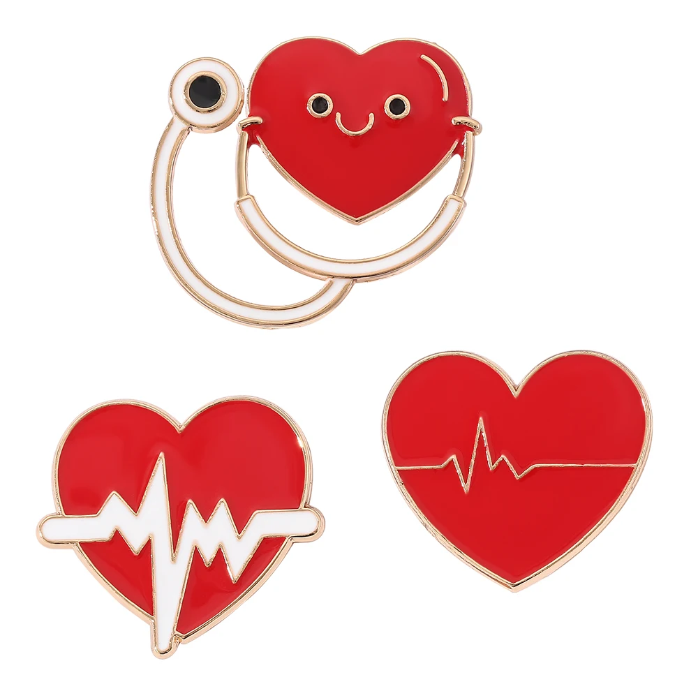 

Custom Electrocardiogram Medical Enamel Pins Heartbeat Stethoscope Brooches Lapel Badges Jewelry Gifts For Doctors And Nurses