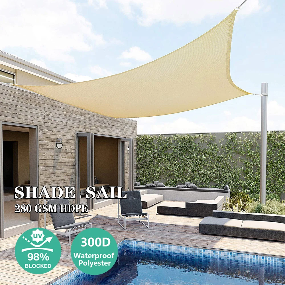 2x2M 3X3M 4X4M Rectangle Waterproof Sun Shade Sail Garden Canopi Outdoor Awning For Terrace Yard Car Canvas Pool Sun-Shelter