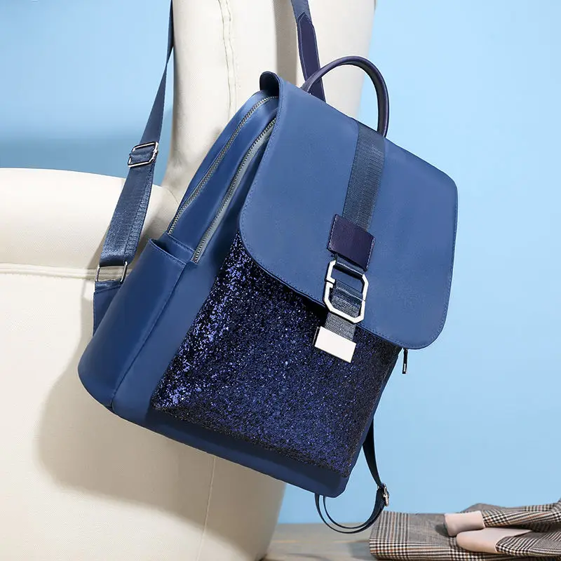 

Women Backpacks Vintage Female Shoulder Bags Soft Oxford Sequin Backpack Ladies Travel Back Pack Luxury Bags for Girls Mochila