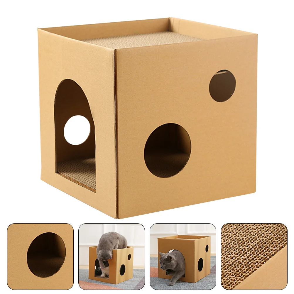 

Cat House Cardboard Scratcher Scratching Indoor Houses Cats Box Kitten Pad Scratch Toy Rabbit Hideout Board Corrugated Hideaway