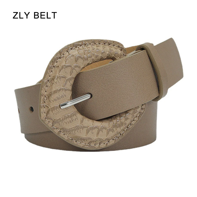 ZLY 2023 New Fashion Belt Women Men Solid Luxury PU Leather Material Serpentine Pin Buckle Jeans Casual Coat Young Brand Style