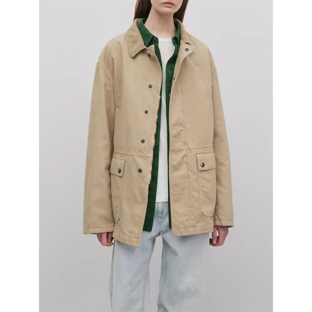 Свободная хлопковая куртка Row Wind женская осень-зима 2025 новая повседневная в стиле