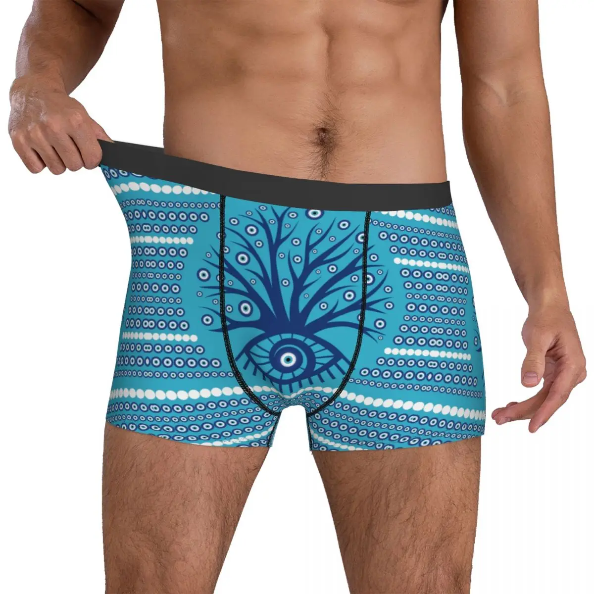 

Greek Eye Tree Underwear Evil Eyes Mati Mataki On Sky Blue Men Shorts Briefs Breathable Boxer Shorts Custom Oversize Underpants