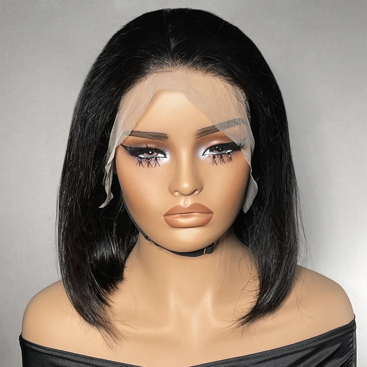 Прямые короткие парики боб 13x4 Парик фронтальной части шнурка 100% бразильские