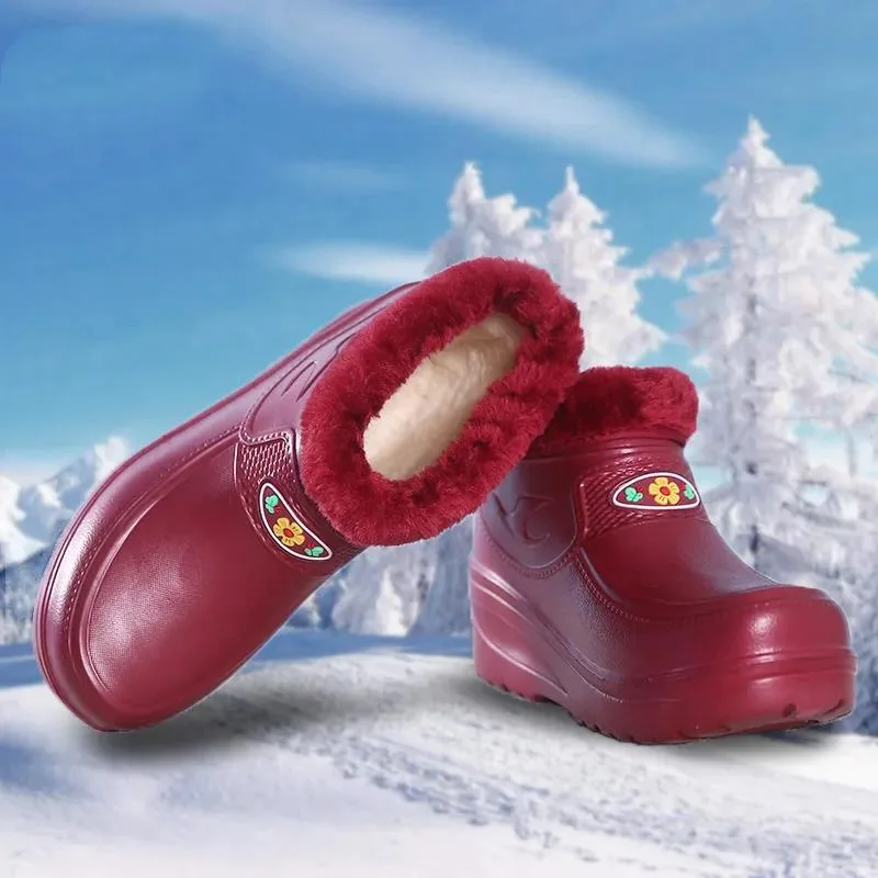 Женские непромокаемые резиновые сапоги на мягкой подошве из ЭВА плюс бархатные