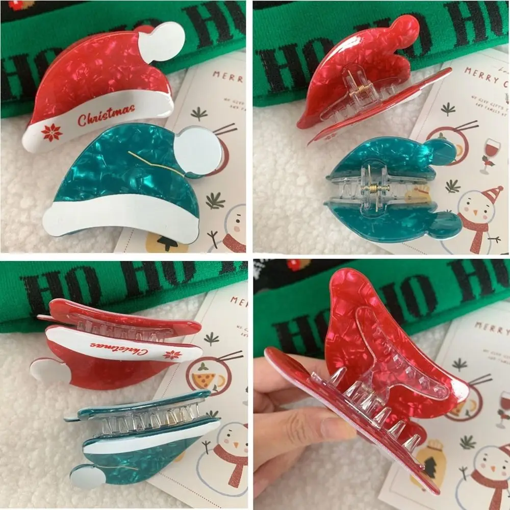 Рождественская шапка с уксусной кислотой ацетатная заколка для волос красная