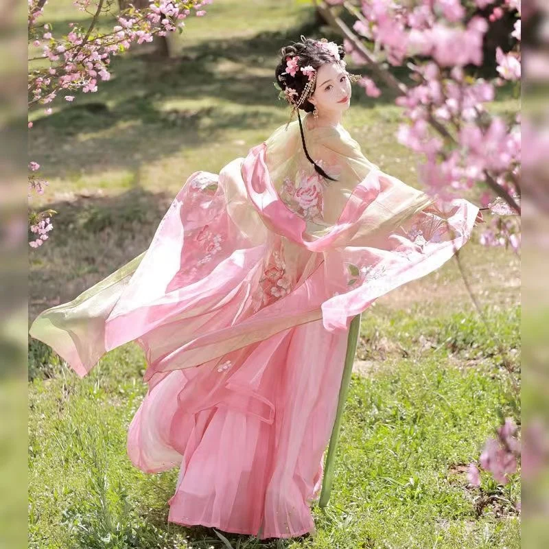 Китайская одежда Han 2024 женская юбка Термуса с машинной вышивкой супер на весну и