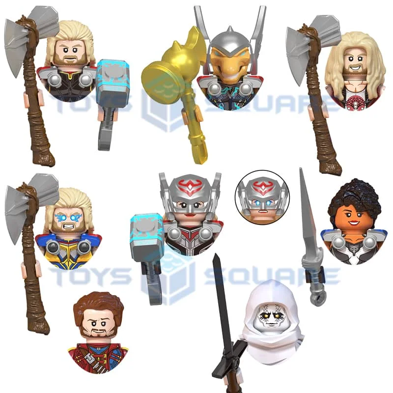 

The Star Lord Thor Beta Ray Bill Valkyrie Jane Foster Gorr Model Building Blocks MOC Bricks Set Gifts Toys