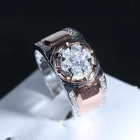 fashion atmosphere embedded in shiny zircon diamond high quality ring mens party wedding gift temperament twocolor ring jewelry
