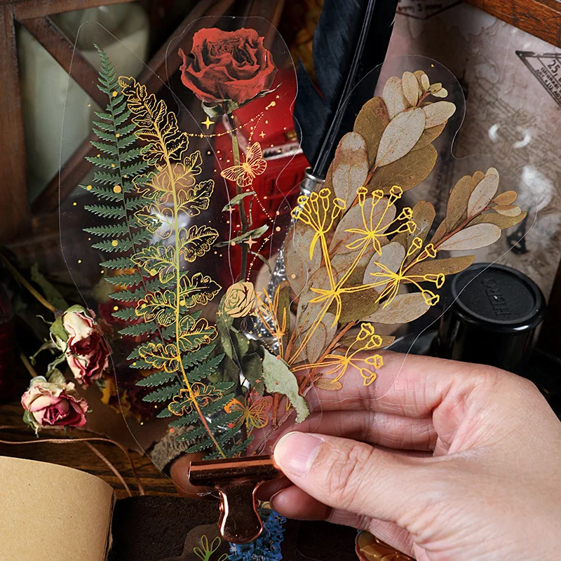 

8 шт./партия, винтажные наклейки на клейкие наклейки из ПВХ в стиле ретро с цветочным принтом, 114*220 мм, сделай сам, дневник, украшение, подарок