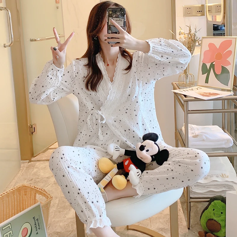 Summer Pajamas for Women Maternity Sleepwear Thin Section Loose Cool Feeling Homewear Two Pieces Suit Breathable Loungewear