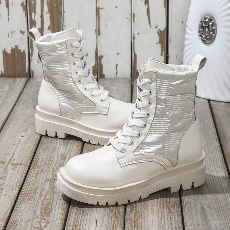 

Women's boots Fashion splicing bare boots Winter new style short boots Thick soled British style women's boots shoes for women