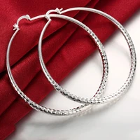 71mm7 1cm big hoop earrings for women 925 stamp silver color wedding party jewelry female 2022 trend new free shipping