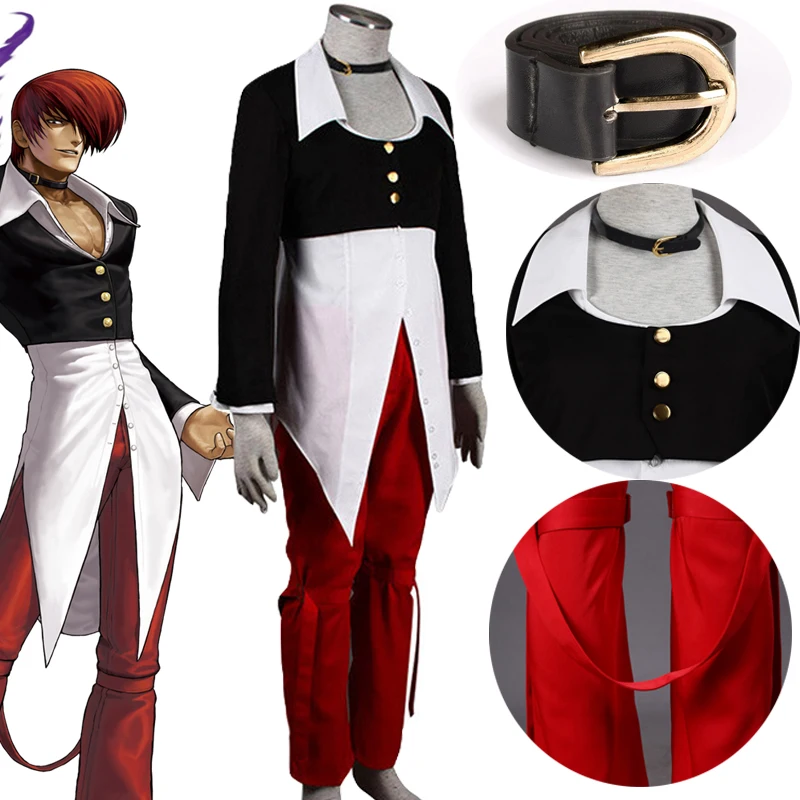 

Game Iori Yagami Cosplay Costume Adult Men Uniform Shirt Pants Suit Halloween Carnival Party Clothes Outfit