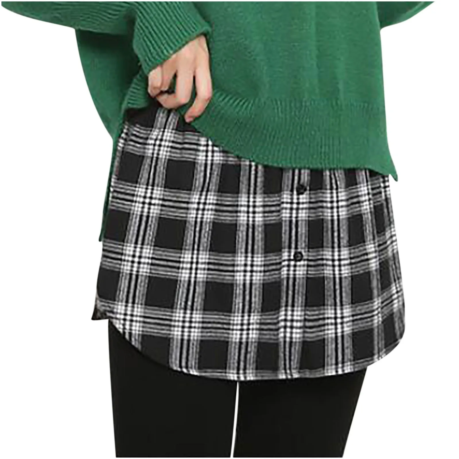 

Skirted Toilet Fashion Women Mini Skirt Shirt Extenders Plaid Skirt Strap Elastic Short Skirt Skirted Toilet Skirt Plaid