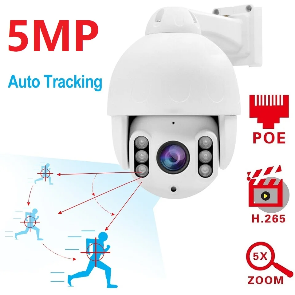

Auto Tracking PTZ Camera Outdoor 5MP POE IP Camera Security Surveillance IP Camera Ai Human Detection Two Way Audio Camhi