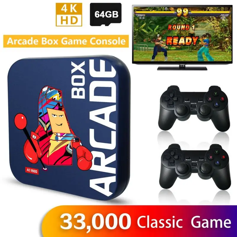 

64GB Arcade Box Video Game Console For PS1/DC/EMI ,Classics Retro Game Console Double Battle 4K HD Screen On TV Projector