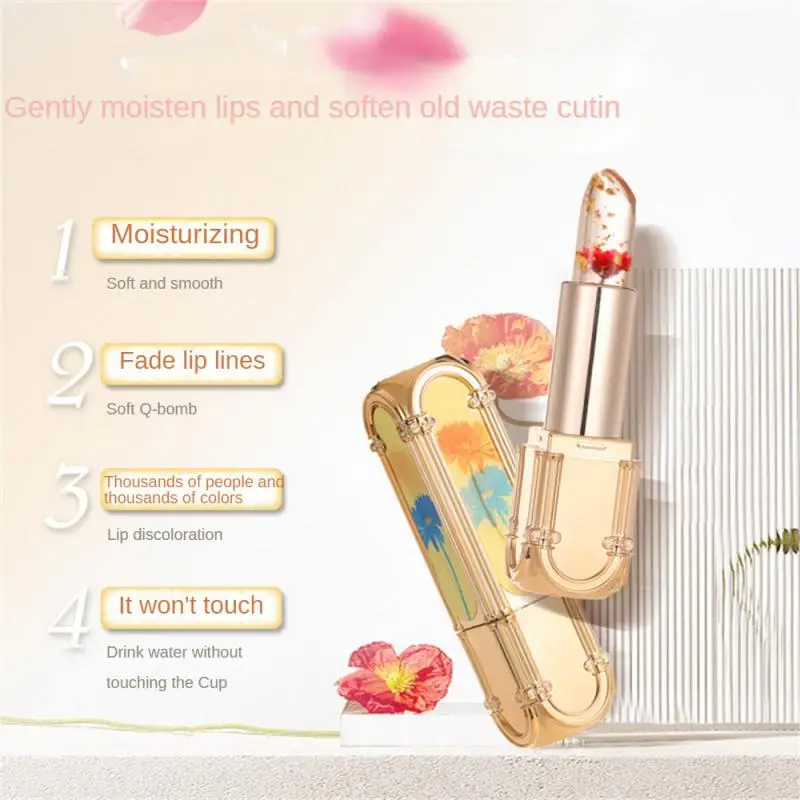 

2 Colors Flower Transparent Lipstick Lasting Moisturizer Crystal Jelly Lipsticks Temperature Color Changing Lip Balm Lips Care