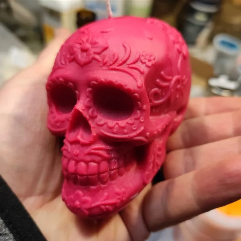 

Romantic Lace Embossed Skull Silicone Candle Mold for DIY Handmade Aromatherapy Candle Plaster Ornaments Soap Mould Handicrafts
