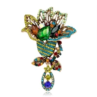 vintage rhinestone flower brooches women waterdrop pendant wedding party casual suit dress clothing brooch pins gifts