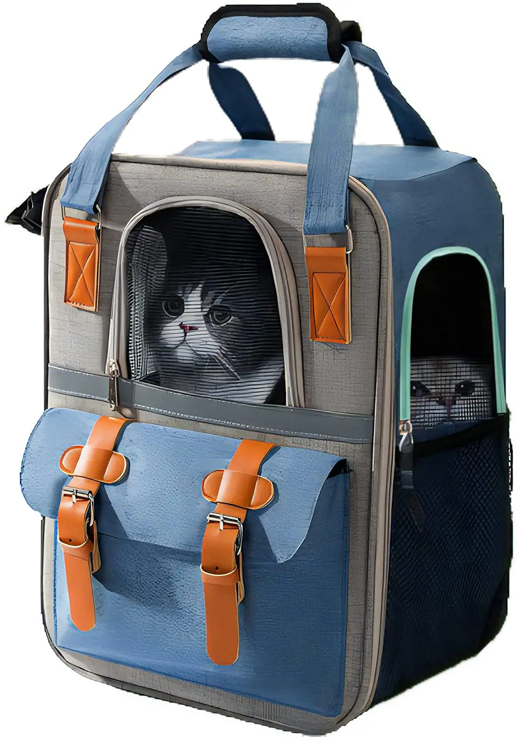 

ATUBAN Pet Carrier Backpack, For Cat Small Dog Traveling Hiking Outdoor with Ventilated Mesh Straps Tether Inside cat space