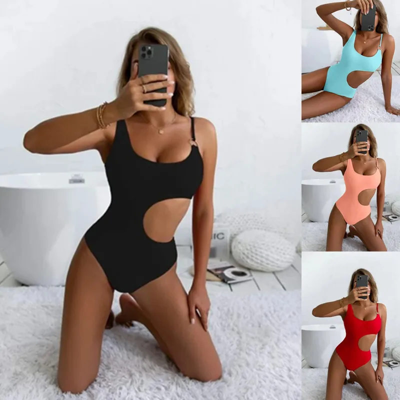 

Summer One Piece Swimwear Women Swimsuit 2023 New Bodysuit Hollow Out Bathing Suit Sexy Solid color Beachwear Swimsuit