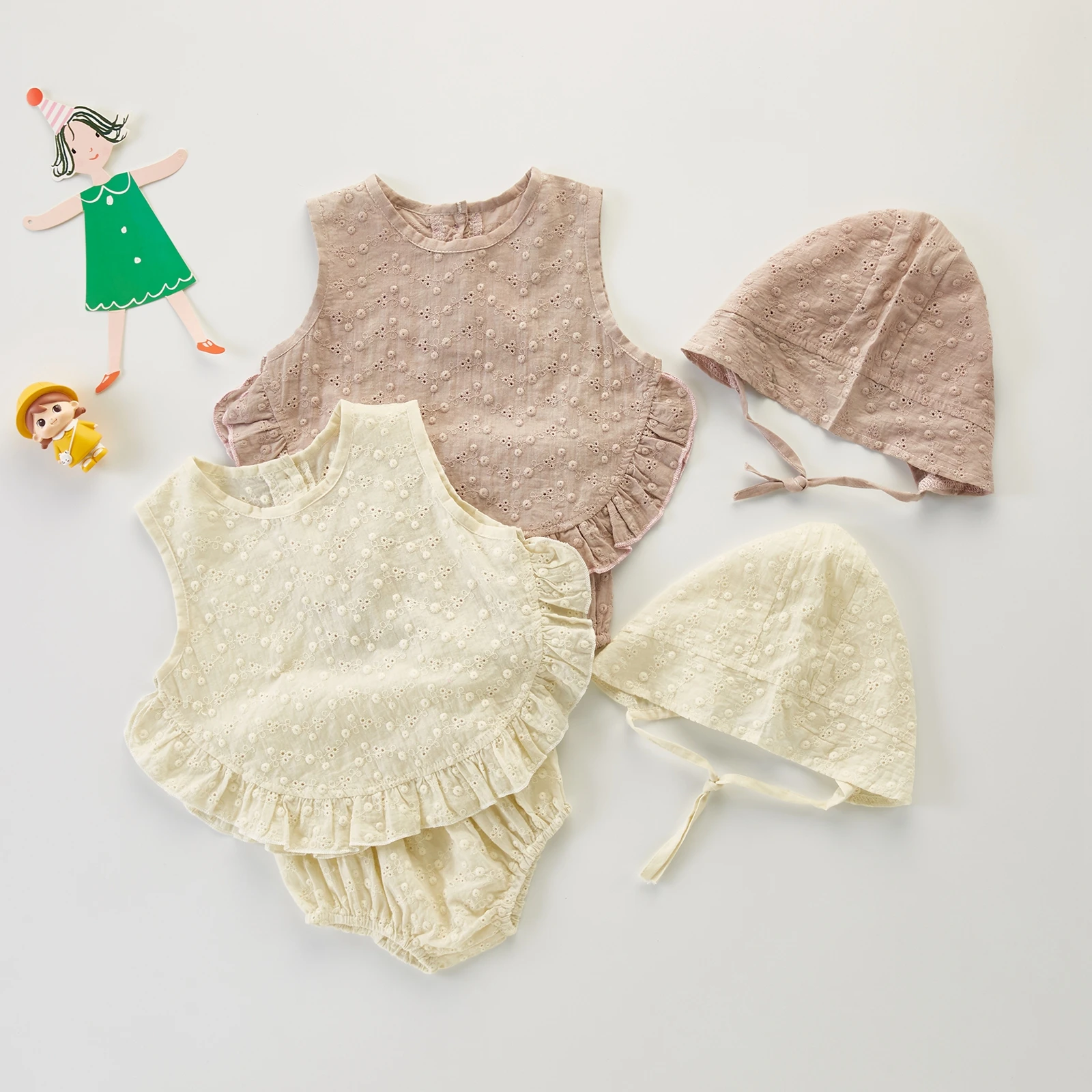 Фото Повседневная одежда для маленьких девочек 3 шт. летние топы без рукавов с круглым