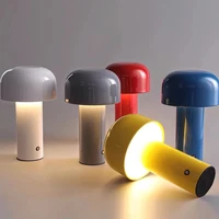 nordic mushroom table lamp portable wireless touch usb rechargeable study desk lamp bedroom bar hotel decoration night light