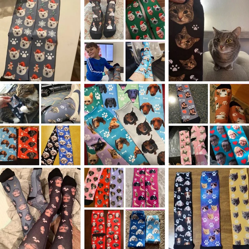 Colorful Custom Novelty DIY Men&Women Socks Funny Print Dog Personalized Your Face Photo on Sock Send friends Gift Unisex