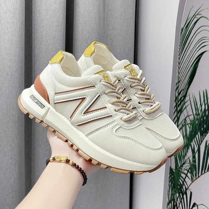 

Women Luxury Sports Shoes 2023 Spring Autumn New Air Mesh Color Block Popular Trendy Soft Sole Casual Sneakers Zapatos De Mujer