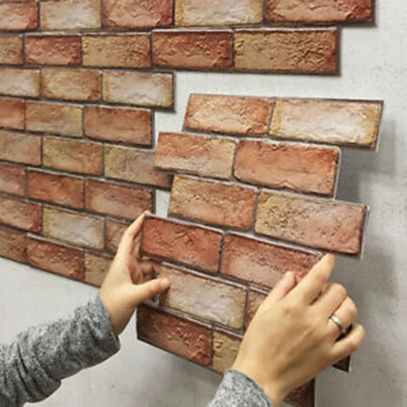 5Pcs 3D Wall Stickers Self-Adhesive Imitation Brick Sticker Bedroom Decoration Waterproof Paper Brick Stone Wallpaper Hot Sale