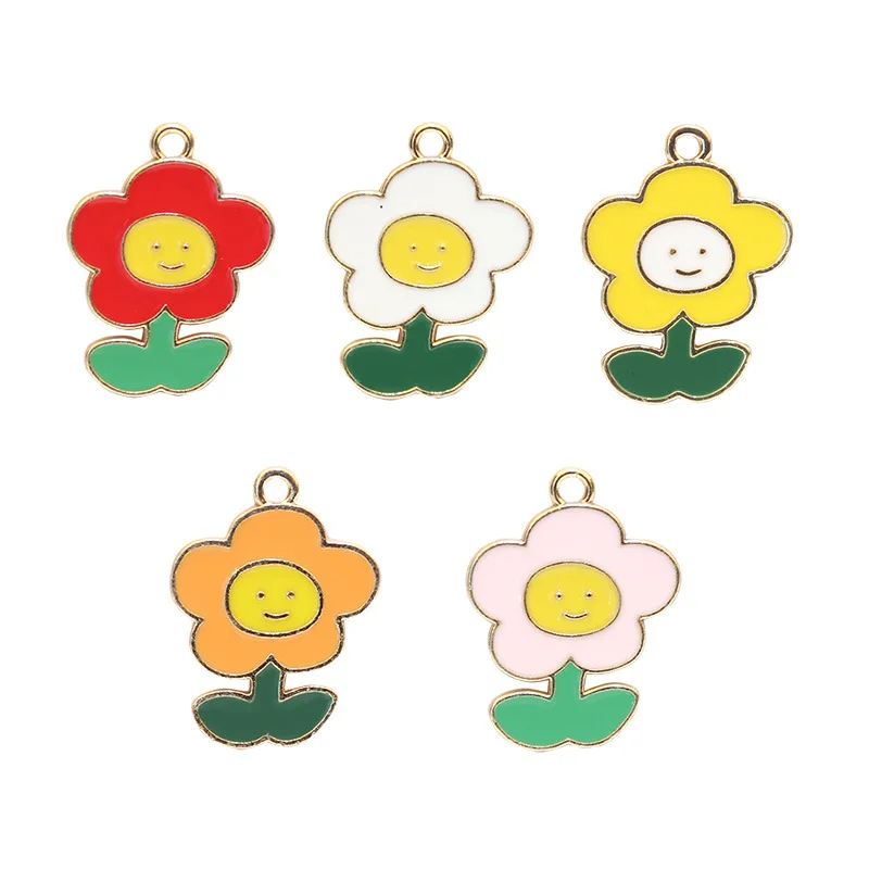 

10 шт., эмалированные бусины-подвески «подсолнухи»