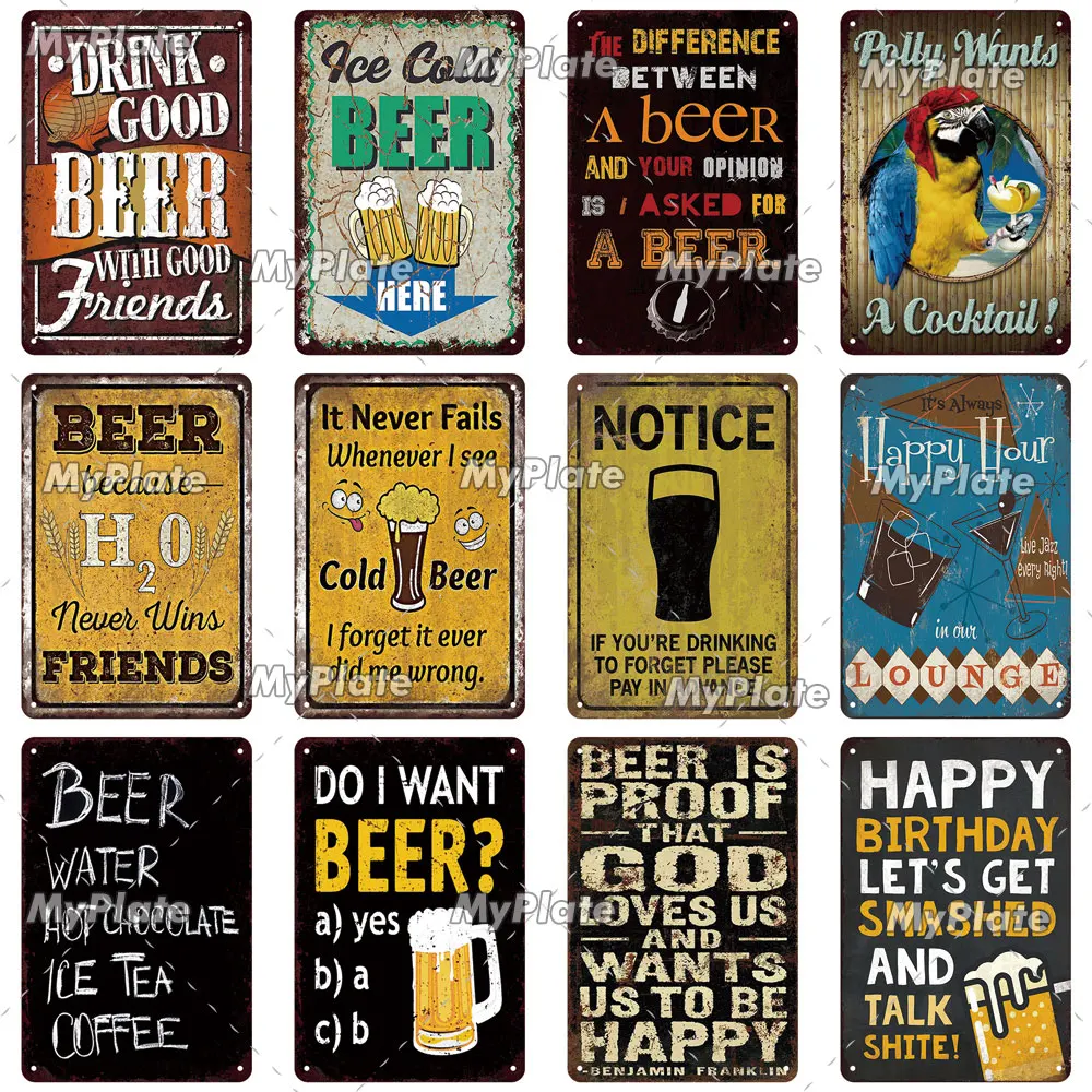 Ретро холодное пиво винтажный металлический знак табличка постер для вина