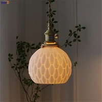 iwhd 2022 new ceramic led pendant lights fixtures home indoor lighting bedroom living room hanging lamp copper modern hanglamp
