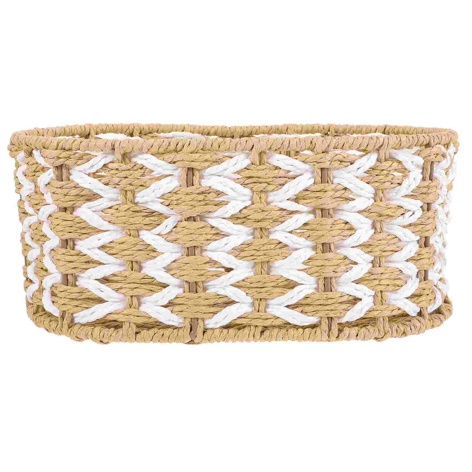 

Woven Fruit Basket Decorative Desktop Cosmetics Organizer Sundry Baskets Small Snack Makeup Holder Rope