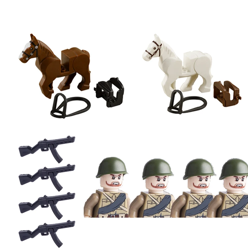 Конструктор Военный MOC WW2 советское оружие армии пушка солдат фигурки животных