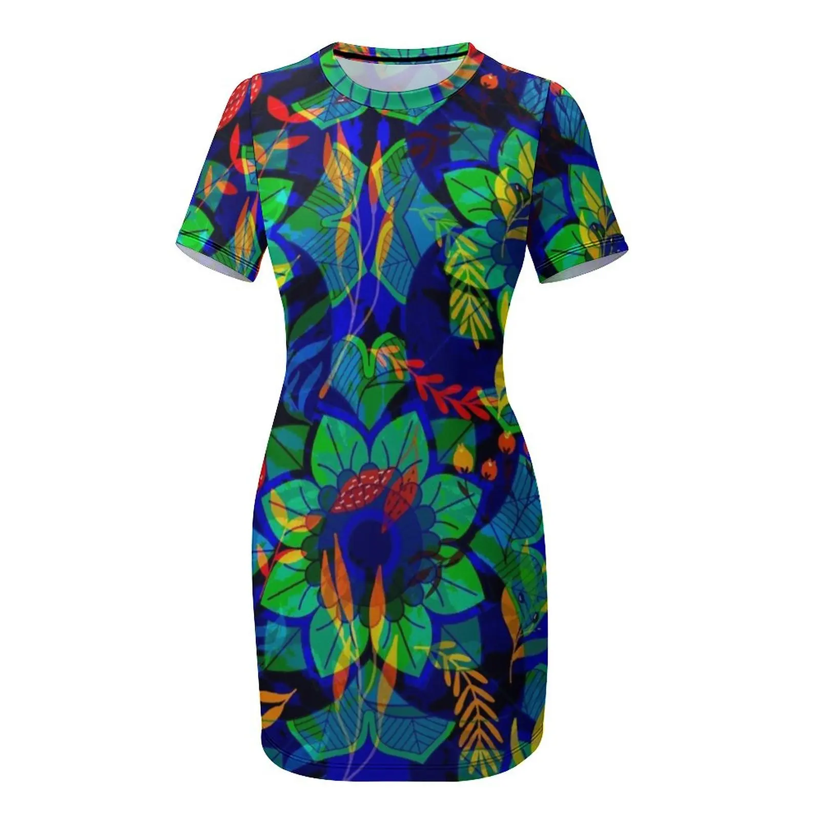 Балийское тропическое абстрактное платье с короткими рукавами женские платья