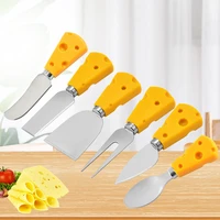wooden handle cheese knives stainless steel butter spatula fork spoon flat shovel creative kitchen tools 1 set 2022