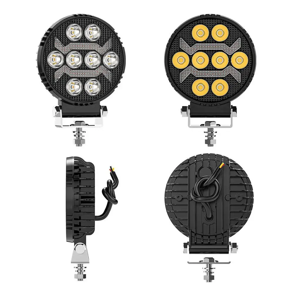 Белый и желтый светодиодный рабочий фонарь Bayerley 4-дюймовый круглый DRL