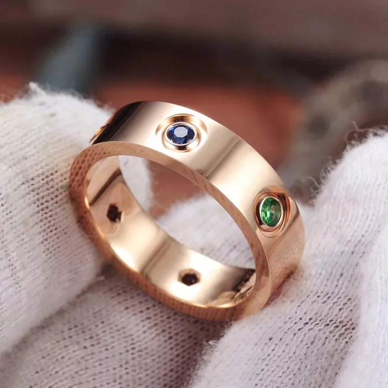 Кольцо из нержавеющей стали с камнями 18 К фианитом |