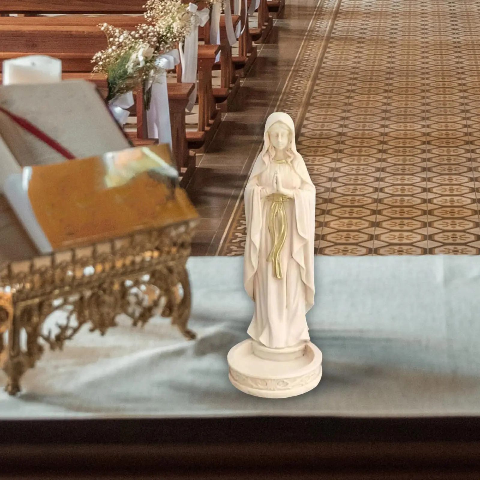 Статуя Мэри фигурка Богоматери Грейс на основе для религиозной книжной полки
