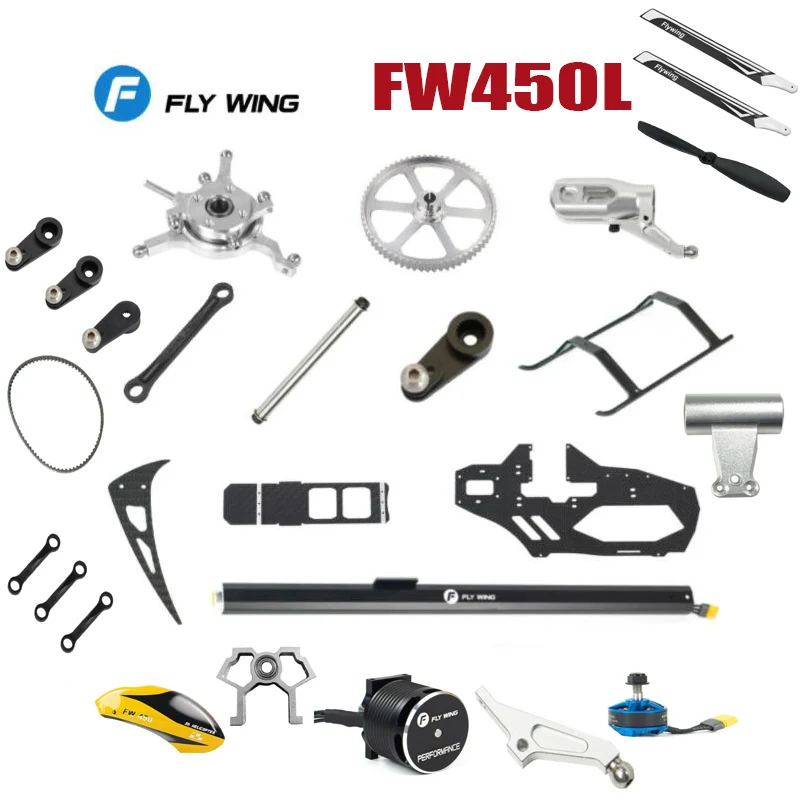 

FLY WING FW450L RC Helicopter spare parts Hood motor ESC propeller gear Landing gear Horizontal axis Paddle clip Swash plate etc