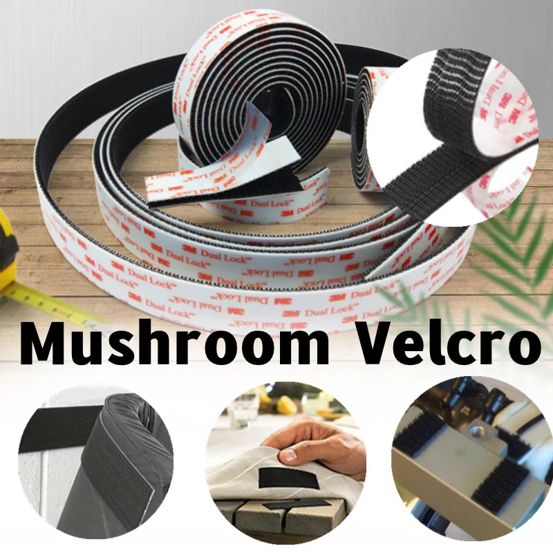 

5/10/20/100cm Self-adhesive Velcro Fastener Tape Sewing Fabric Double Sided Black Mushroom Adhesive Fastener Tape Dual Lock