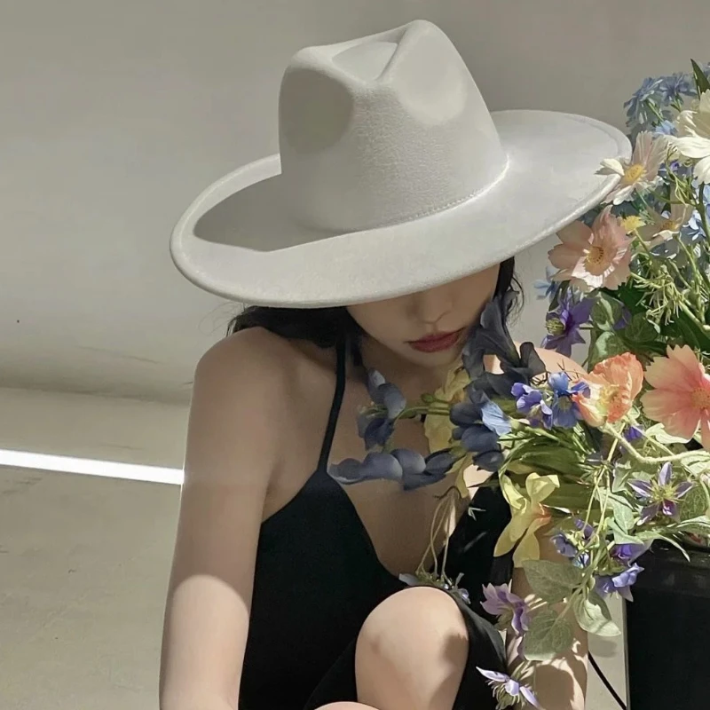 

Женская фетровая шляпа в стиле ретро, осенне-зимняя элегантная фетровая шляпа в французском стиле, фетровая шляпа с большими полями, 2022