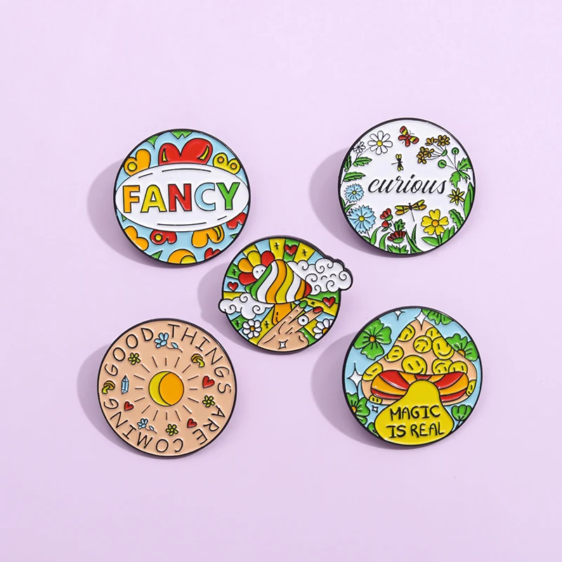 

Good Things Are Coming Brooches Hat Clothes Jewelry Lapel Badges Mushrooms Enamel Pins Plant Jewelry Gift for Kids Friends
